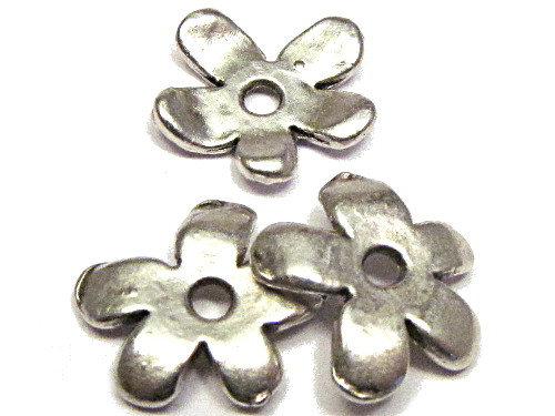 Perlkappe / Spacer Blume, versilbert, 14x13mm